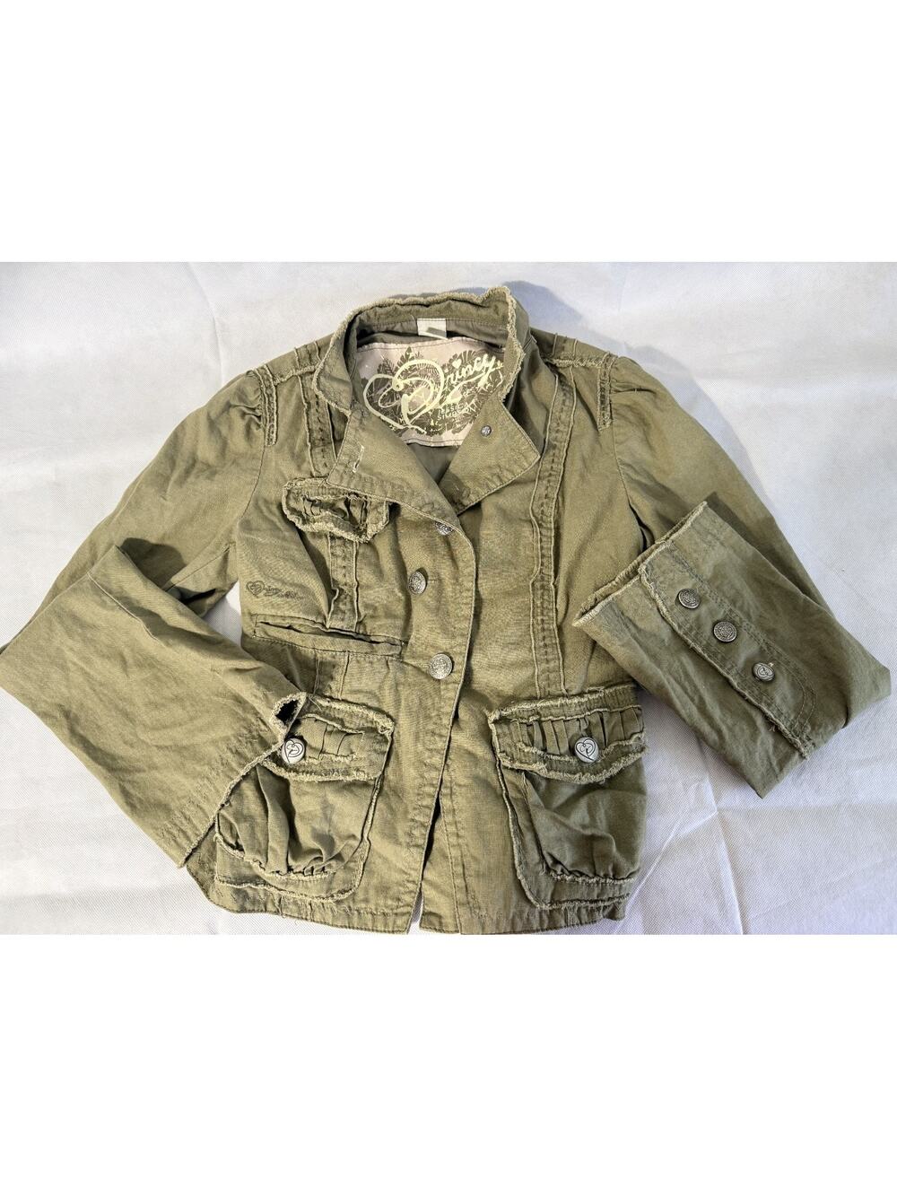 Princy by Jessica Simpson Y2K Era Army Green Distressed Medium Utility Jkt